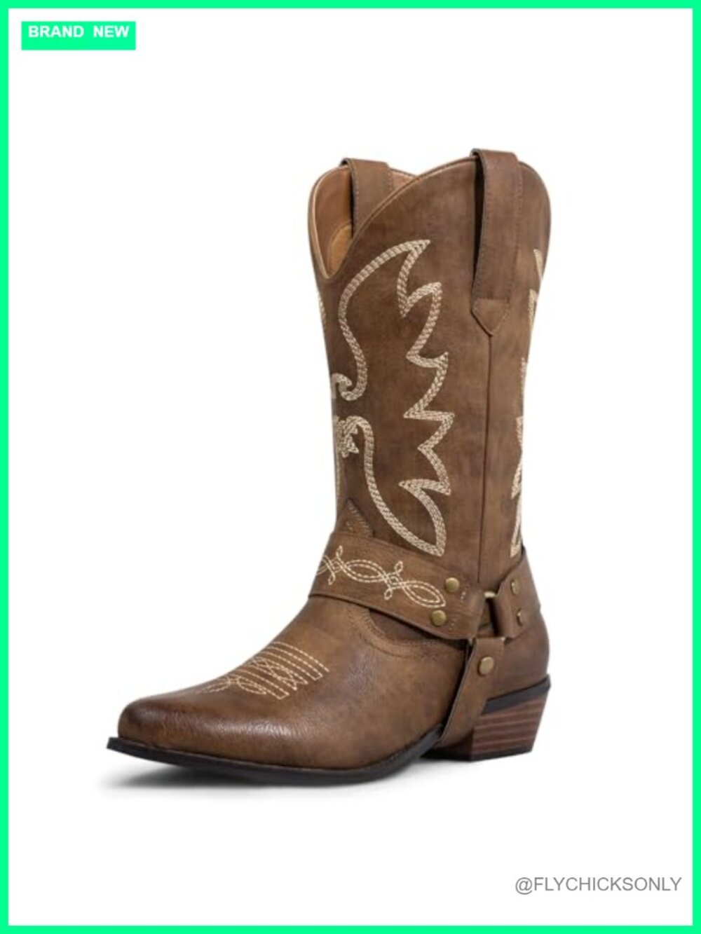 SheSole Women's Western Cowboy Boots Pointed Toe Mid Calf Faux Leather